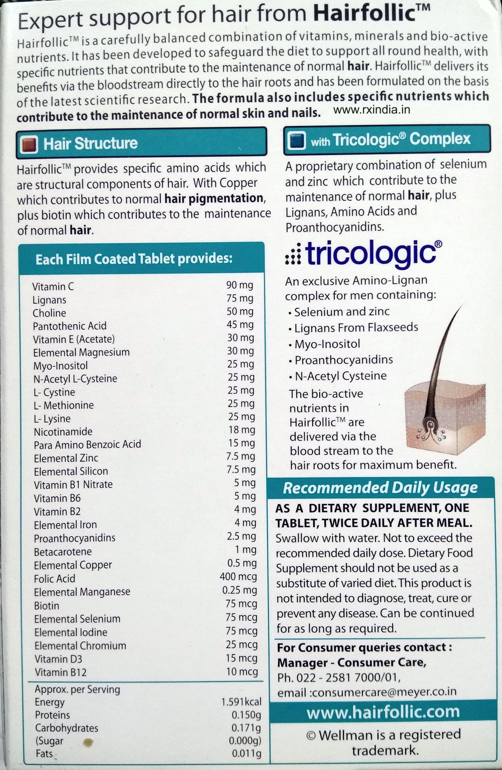 Buy Vitabiotics Wellman Hairfollic 30 Tablets Online At Rxindia Com