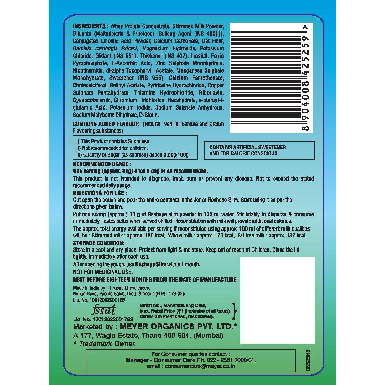 Buy Reshape Slim Powder Weight Loss Fat Burner Supplement Online At Rxindia Com