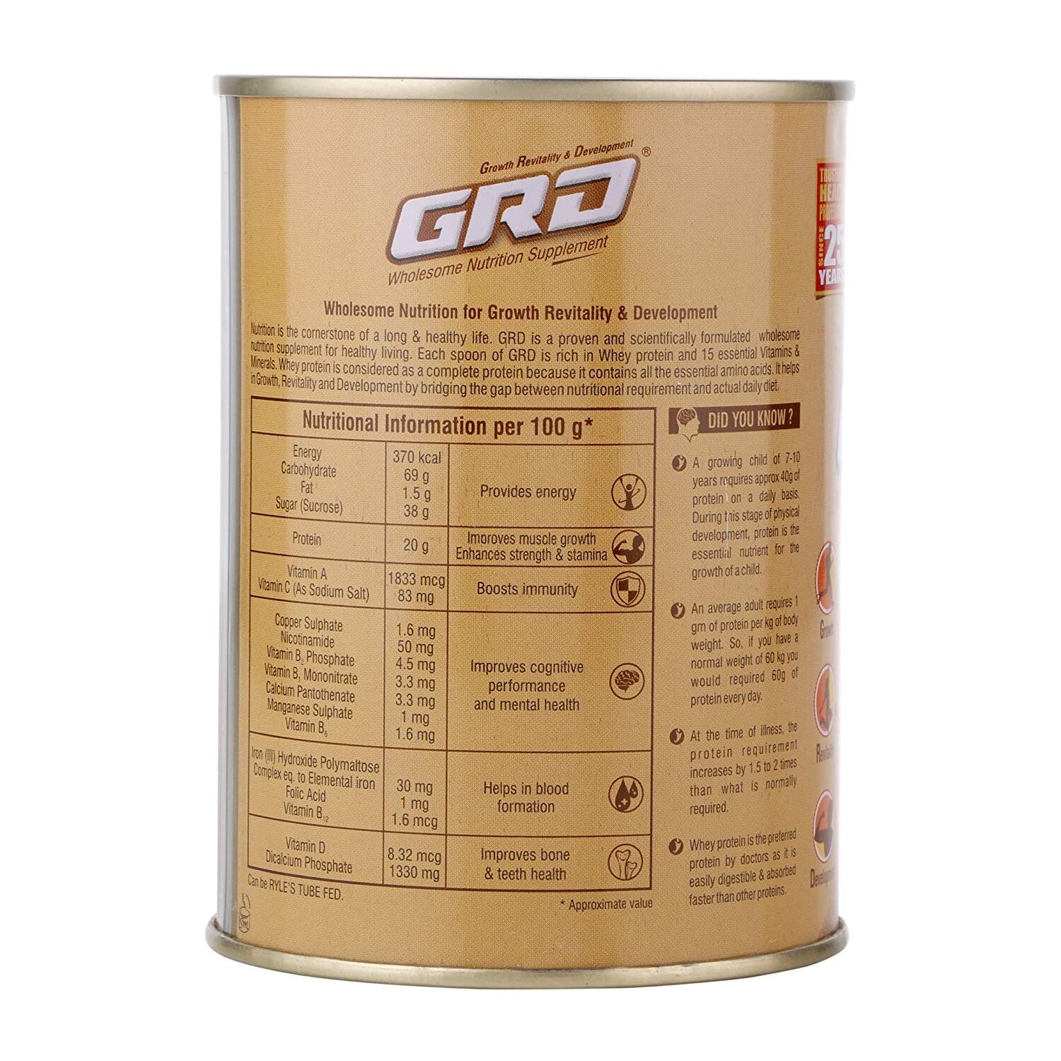 Buy GRD Whey Protein Powder 200 gm Chocolate Flavour Online at