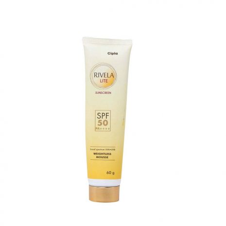 Cipla Rivela Lite SPF 50 PA++++ Broad Spectrum UVA/UVB Weightless Mousse, 60 g