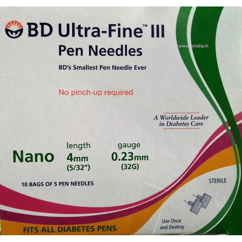 Buy BD UltraFine III Insulin Pen Needles 32G 4mm Pack of 50 Online at