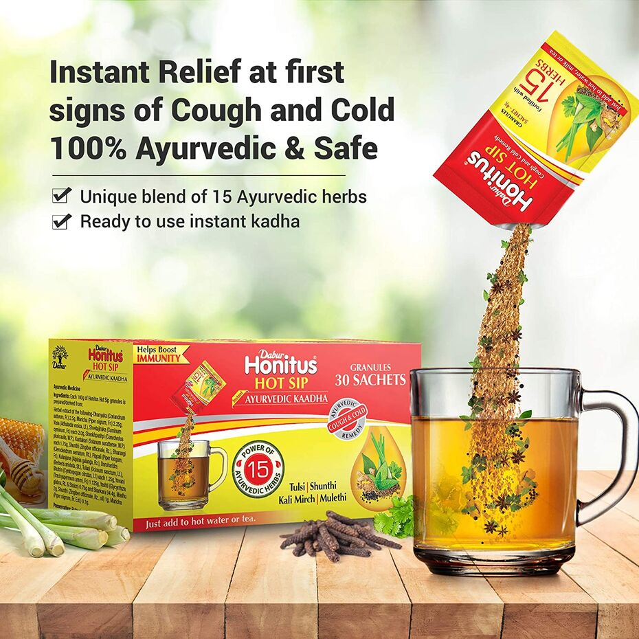 Buy Dabur Honitus Hot Sip Ayurvedic Kaadha (4gm Each) Pack of 30